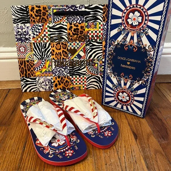 Dolce&Gabbana x Havaianas Carreto Siciliano Flip Flop Sandals US 11/12W - Picture 3 of 11